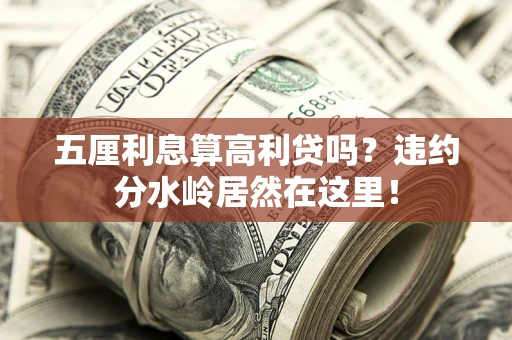 武汉五厘利息算高利贷吗？违约分水岭居然在这里！
