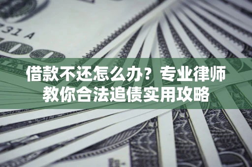武汉借款不还怎么办？专业律师教你合法追债实用攻略